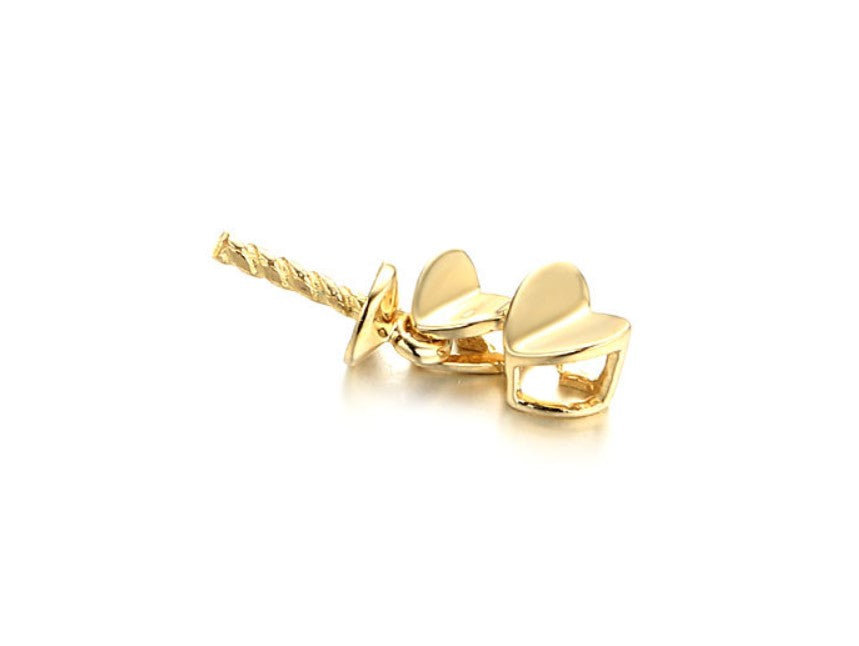 Real gold 14k solid gold pendant setting ins stylish double heart, Yellow gold p002513 Xaxe.com