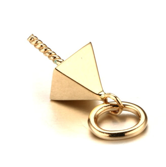 Real gold 14k solid gold pendant setting ins stylish pyramid, Yellow gold p002449 Xaxe.com
