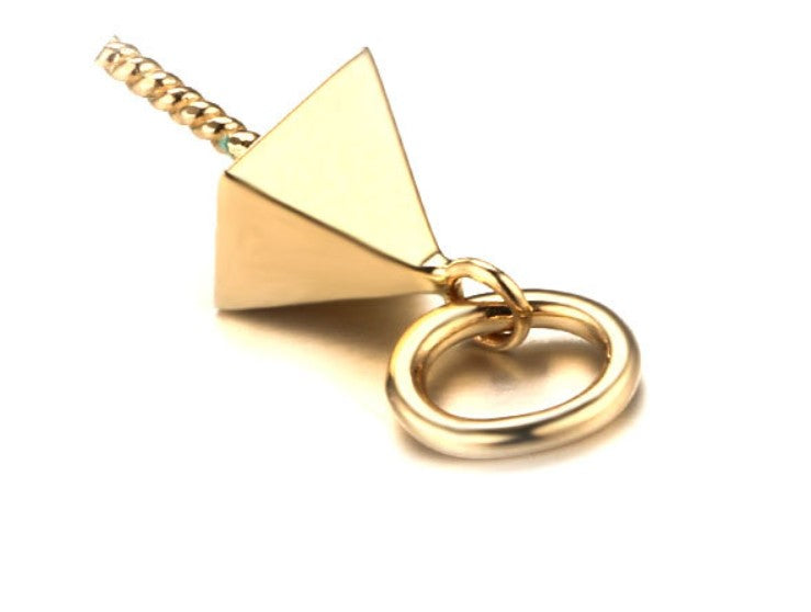 Real gold 14k solid gold pendant setting ins stylish pyramid, Yellow gold p002449 Xaxe.com