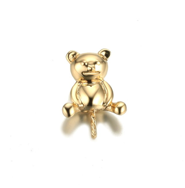 Real gold 14k solid gold pendant setting ins stylish the cute bear, Yellow gold Xaxe.com