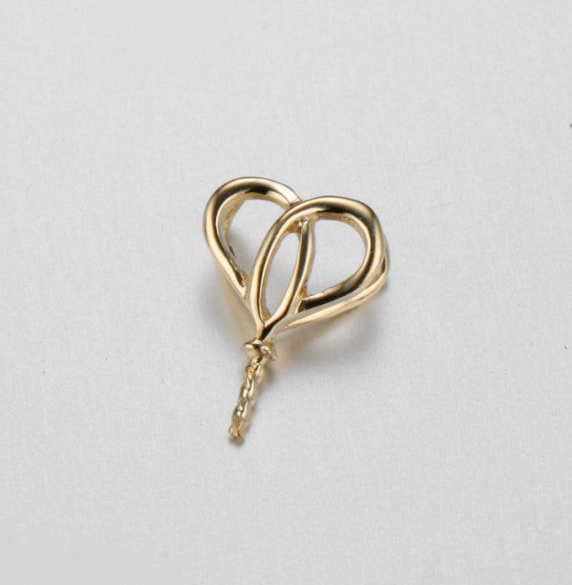 Real gold 14k solid gold pendant setting ins stylish the heart, Yellow gold Xaxe.com