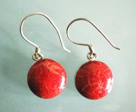 Red coral earrings oval shape Xaxe.com