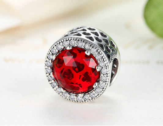 STERLING SILVER CAT EYE ZIRCON BEAD RED FITS PANDORA CHARM Xaxe.com