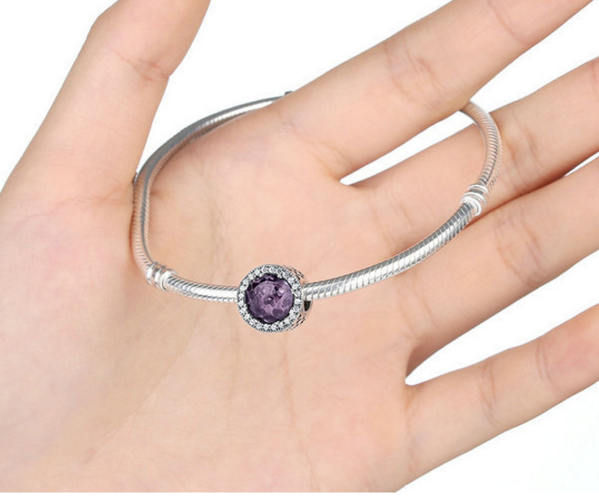 STERLING SILVER CAT EYE ZIRCON BEAD VIOLET FITS PANDORA CHARM Xaxe.com