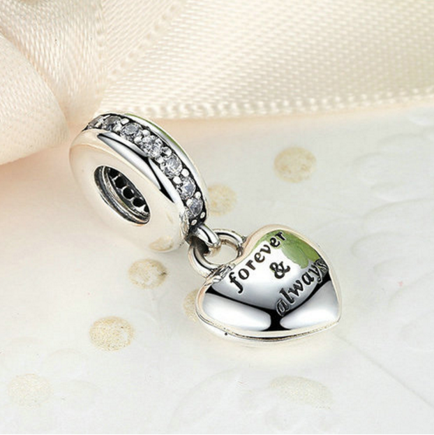 Sterling 925 forever heart bead pendant fits Pandora Charms and European bracelet Xaxe.com