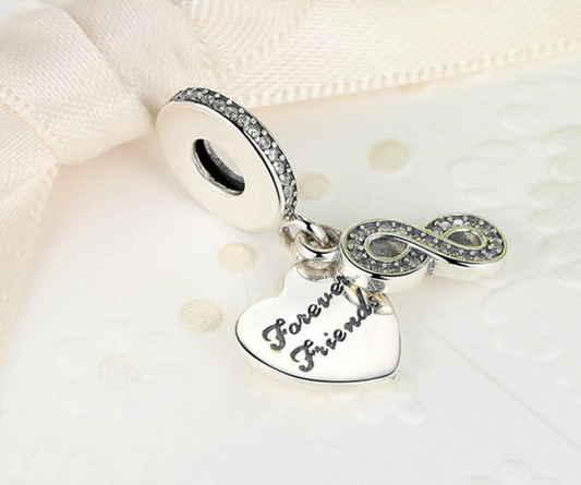 Sterling 925 heart with zirconia eight pendant fits Pandora charm Xaxe.com