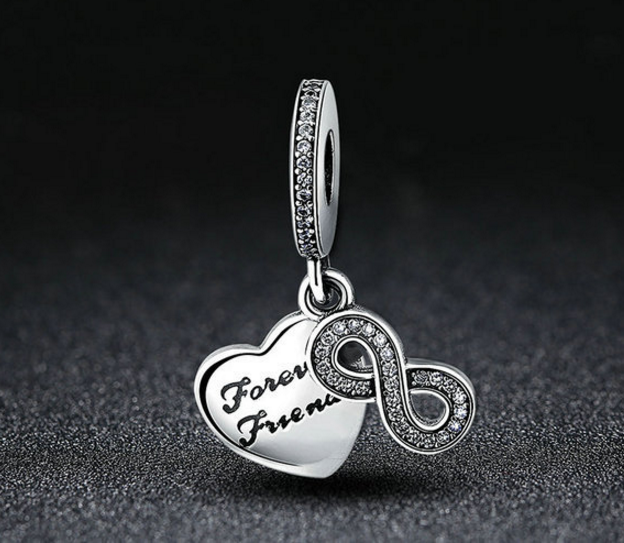Sterling 925 heart with zirconia eight pendant fits Pandora charm Xaxe.com
