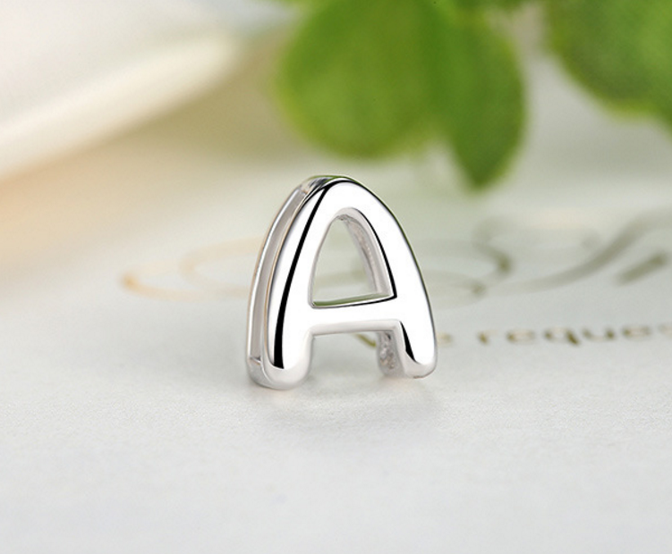 Sterling 925 silver ALPHABET A-Z letter charm bead pendant Xaxe.com