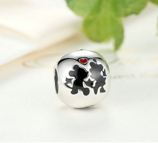 Sterling 925 silver Mickey love bead pendant fits Pandora charm and European bracelet Xaxe.com