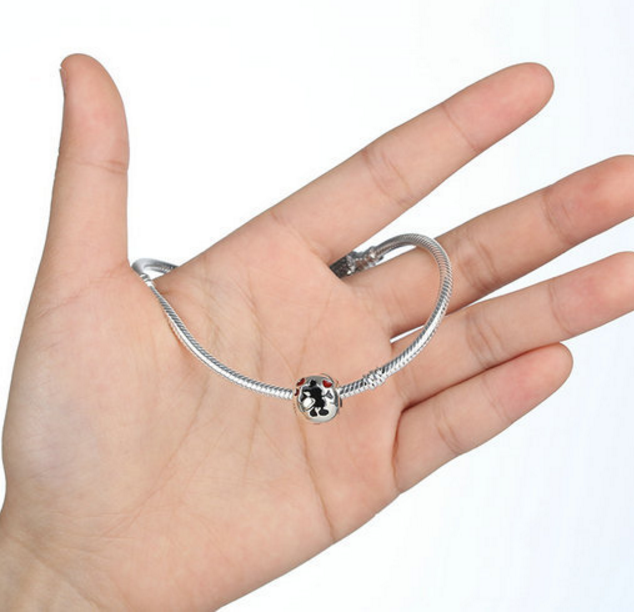 Sterling 925 silver Mickey love bead pendant fits Pandora charm and European bracelet Xaxe.com