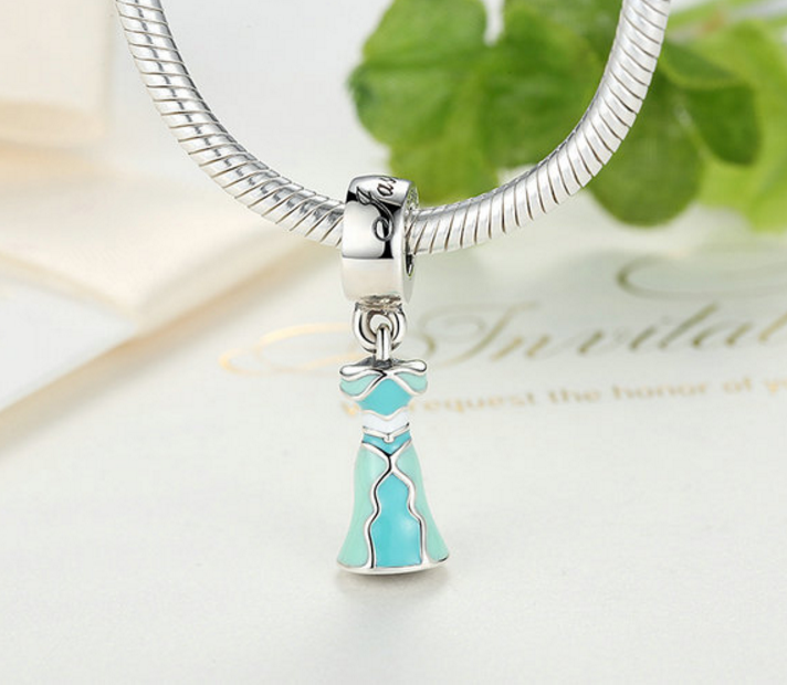 Sterling 925 silver blue prom bead pendant fits Pandora charm and European bracelet Xaxe.com