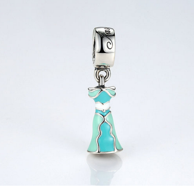 Sterling 925 silver blue prom bead pendant fits Pandora charm and European bracelet Xaxe.com