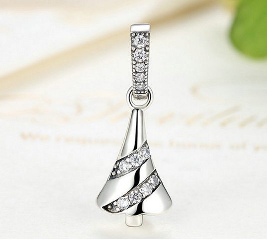 Sterling 925 silver charm Christmas tree bead pendant fits Pandora charm and European charm bracelet Xaxe.com