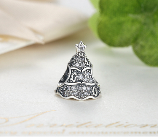 Sterling 925 silver charm Christmas tree bead pendant fits Pandora charm and European charm bracelet Xaxe.com