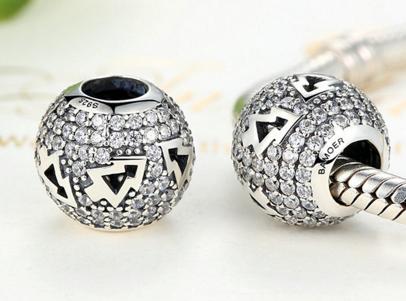 Sterling 925 silver charm Christmas tree round bead pendant fits Pandora charm and European charm bracelet Xaxe.com