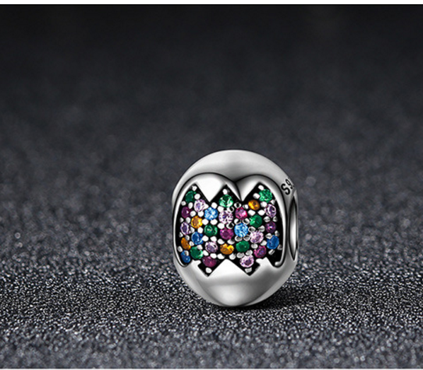 Sterling 925 silver charm Easter egg bead pendant fits Pandora charm and European charm bracelet Xaxe.com