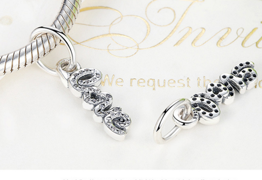 Sterling 925 silver charm LOVE letter bead pendant fits European charm bracelet Xaxe.com