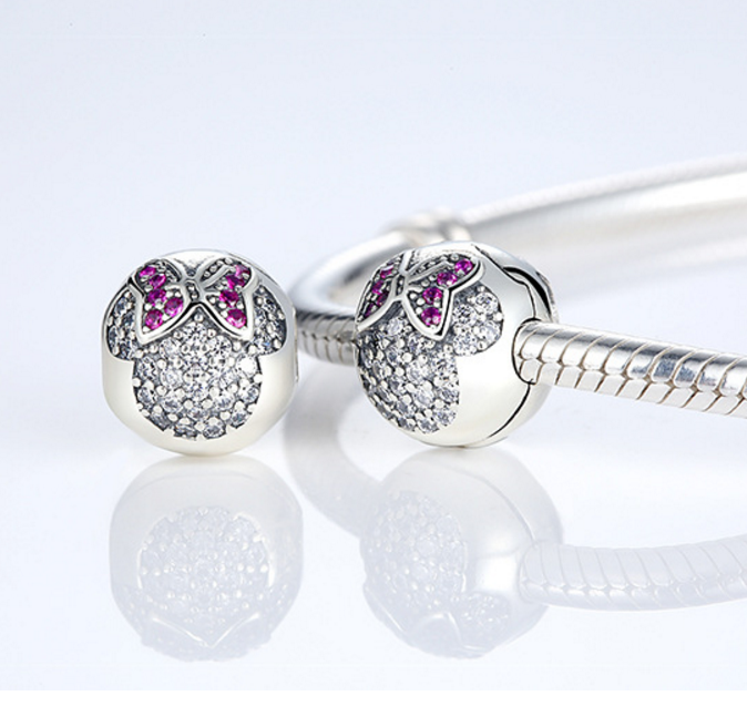 Sterling 925 silver charm Mickey bead fits European charm bracelet Xaxe.com