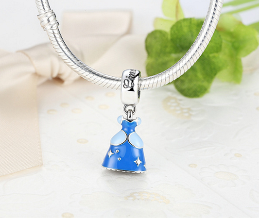 Sterling 925 silver charm Mikey blue prom dress pendant fits Pandora charm and European charm bracelet Xaxe.com