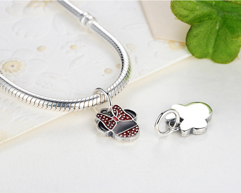 Sterling 925 silver charm Minnie mouse bead pendant fits European bracelet Xaxe.com