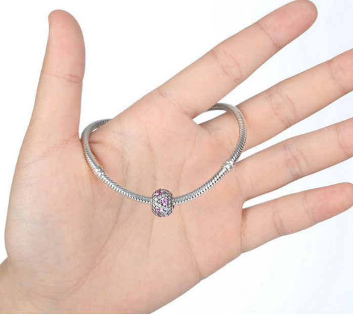 Sterling 925 silver charm PINK LOVE bead pendant fits European charm bracelet Xaxe.com