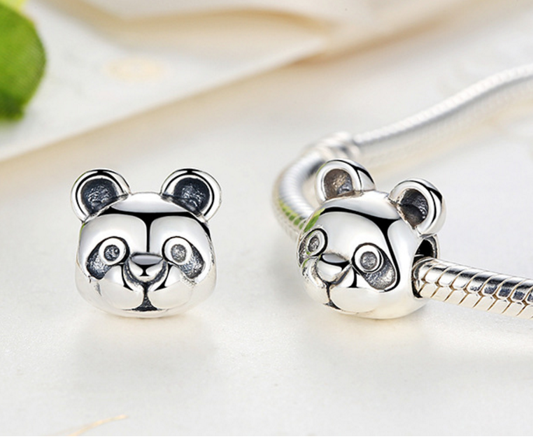 Sterling 925 silver charm Panda face heart bead pendant fits European style bracelet Xaxe.com