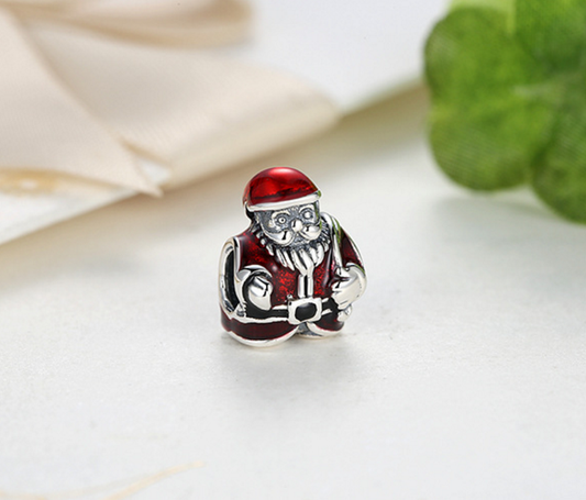 Sterling 925 silver charm Santa Claus bead pendant fits Pandora charm and European charm bracelet Xaxe.com