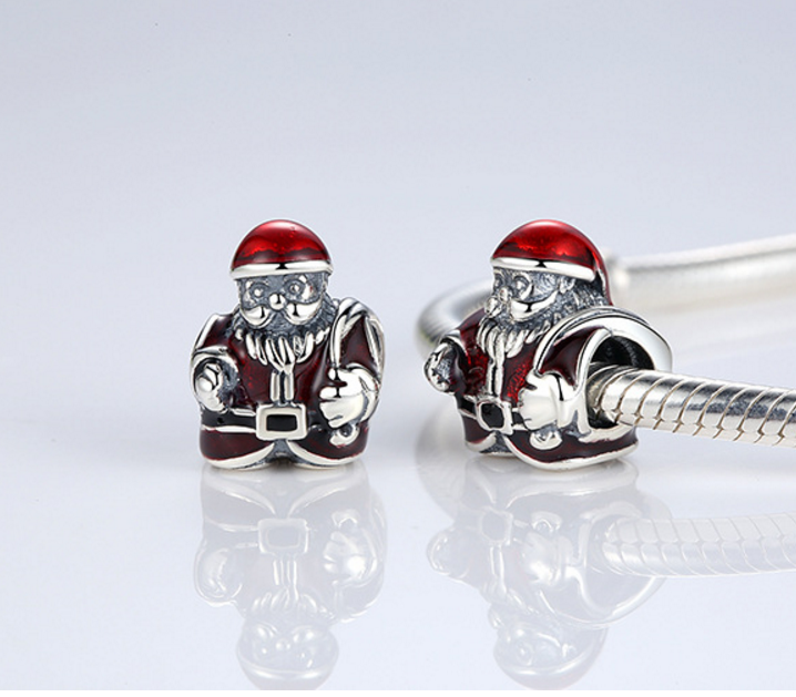 Sterling 925 silver charm Santa Claus bead pendant fits Pandora charm and European charm bracelet Xaxe.com