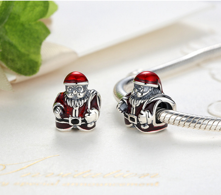 Sterling 925 silver charm Santa Claus bead pendant fits Pandora charm and European charm bracelet Xaxe.com