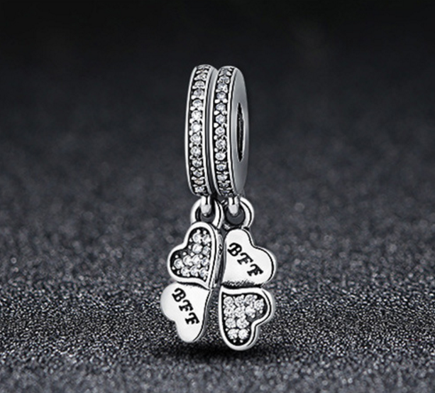 Sterling 925 silver charm Shamrock bead pendant fits European charm bracelet Xaxe.com