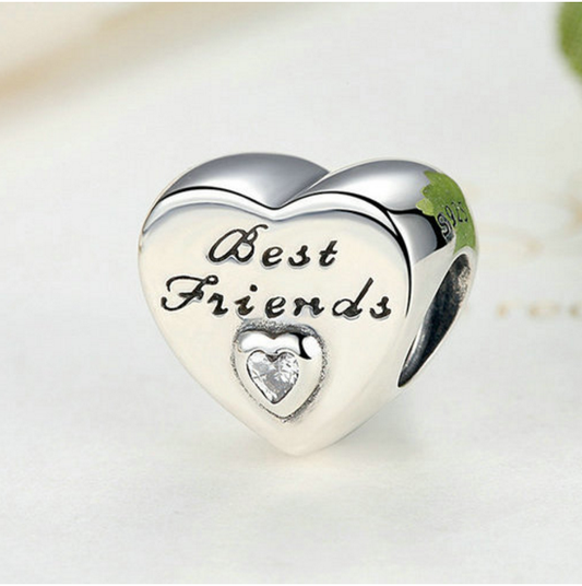 Sterling 925 silver charm The Friend heart bead fits European charm bracelet Xaxe.com