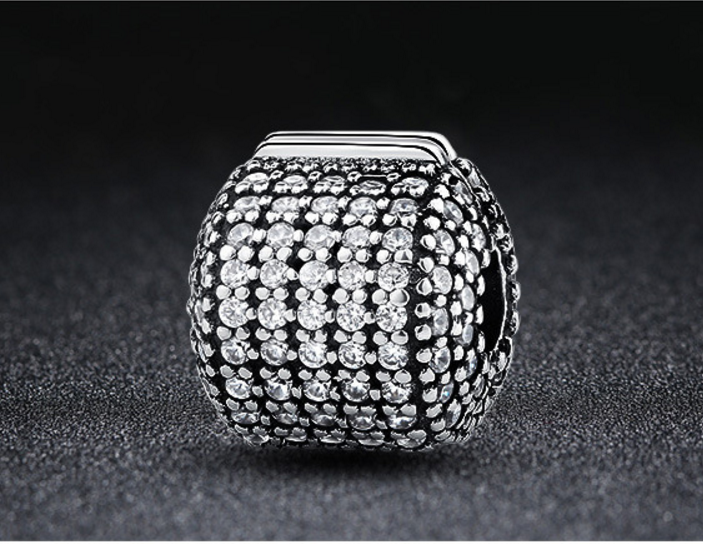 Sterling 925 silver charm Zircon bead pendant fits European bracelet Xaxe.com