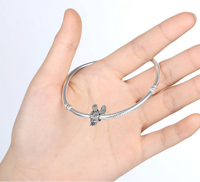Sterling 925 silver charm angel bead pendant fits European bracelet Xaxe.com