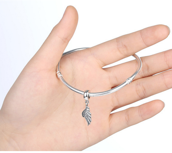 Sterling 925 silver charm angel wing bead pendant fits European style bracelet Xaxe.com