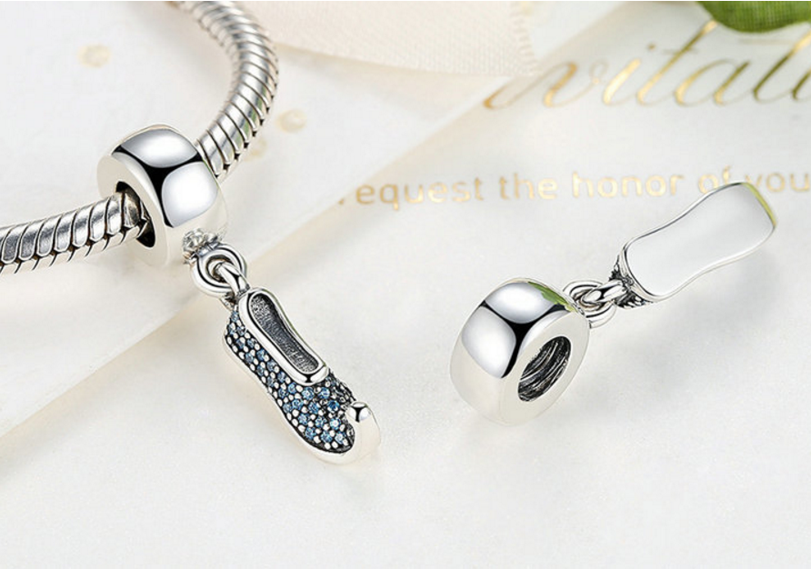 Sterling 925 silver charm ballet shoes bead pendant fits Pandora charm and European charm bracelet Xaxe.com