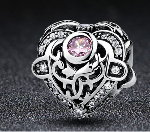 Sterling 925 silver charm beauty heart bead pendant fits Pandora charm and European charm bracelet Xaxe.com