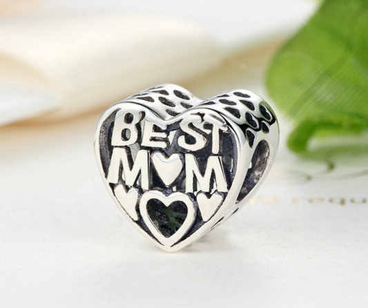 Sterling 925 silver charm best mom bead pendant fits European charm bracelet Xaxe.com