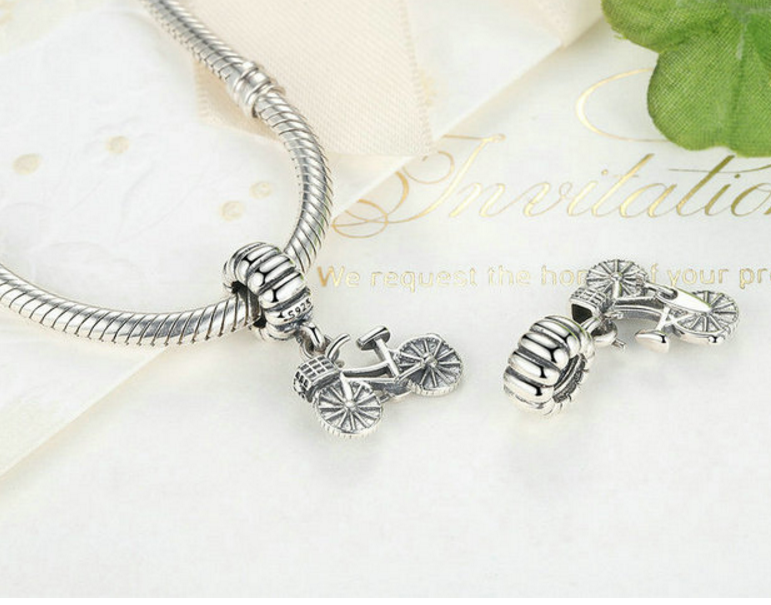 Sterling 925 silver charm bicycle bike bead pendant fits Pandora charm and European charm bracelet Xaxe.com