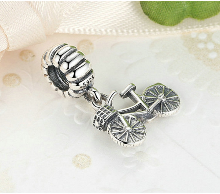 Sterling 925 silver charm bicycle bike bead pendant fits Pandora charm and European charm bracelet Xaxe.com