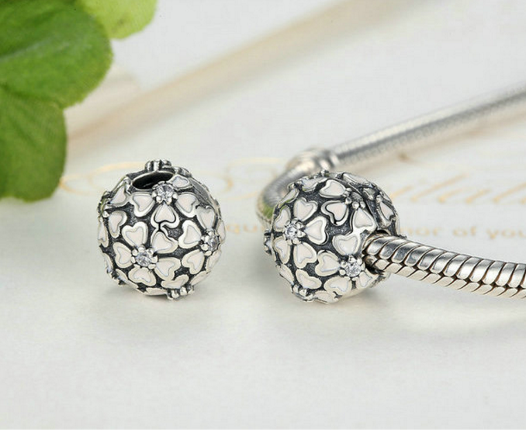 Sterling 925 silver charm blossom ball bead pendant fits Pandora charm and European charm bracelet Xaxe.com