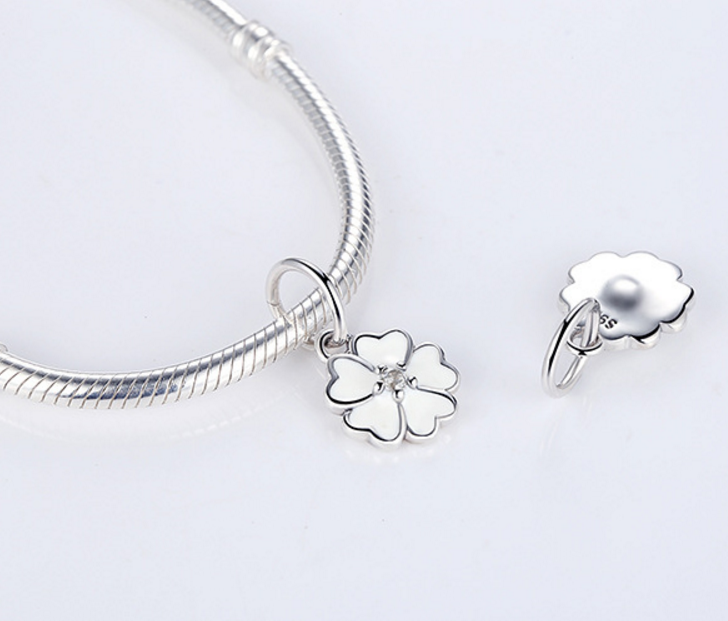 Sterling 925 silver charm blossom bead pendant fits European charm bracelet Xaxe.com