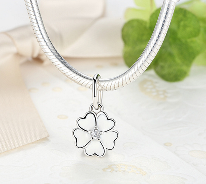 Sterling 925 silver charm blossom bead pendant fits European charm bracelet Xaxe.com