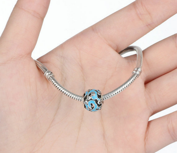 Sterling 925 silver charm blue cloud pendant fits Pandora charm and European charm bracelet Xaxe.com
