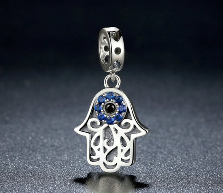 Sterling 925 silver charm blue evil eye bead pendant fits Pandora charm and European charm bracelet Xaxe.com