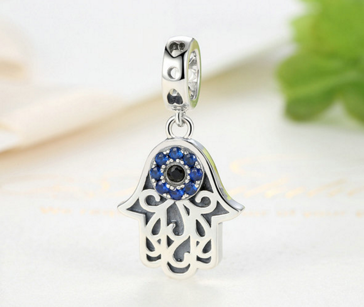 Sterling 925 silver charm blue evil eye bead pendant fits Pandora charm and European charm bracelet Xaxe.com