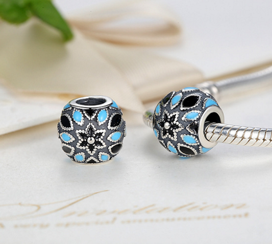 Sterling 925 silver charm blue water drop bead pendant fits European style bracelet Xaxe.com