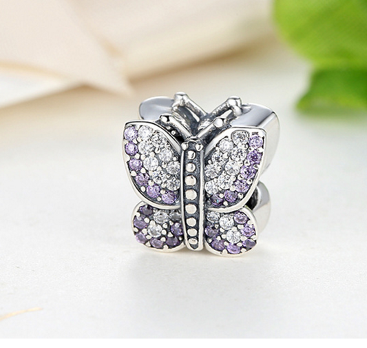 Sterling 925 silver charm butterfly  bead pendant fits European charm bracelet Xaxe.com