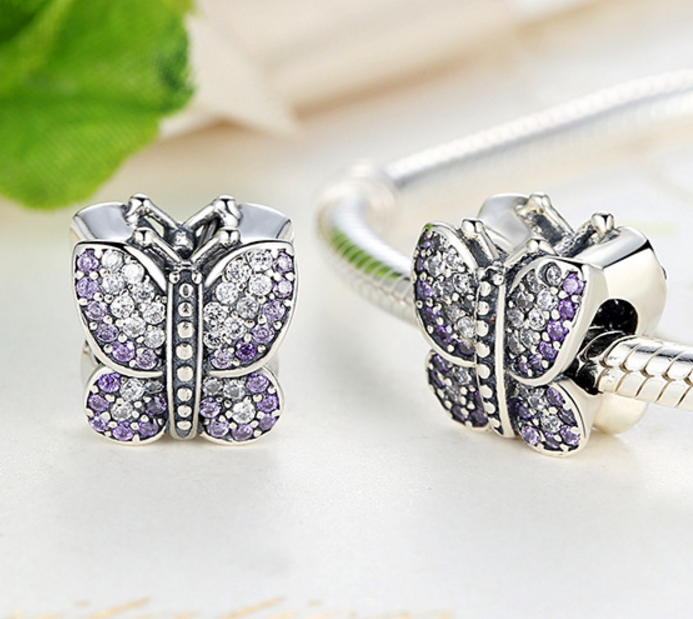 Sterling 925 silver charm butterfly  bead pendant fits European charm bracelet Xaxe.com