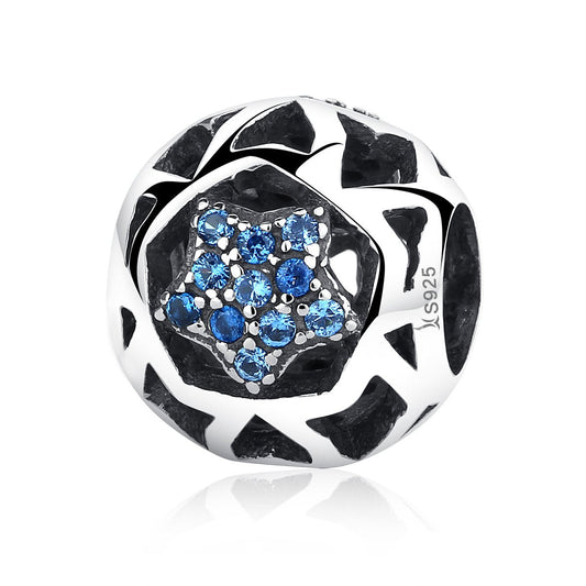 Sterling 925 silver charm cave star bead pendant fits Pandora charm and European charm bracelet Xaxe.com