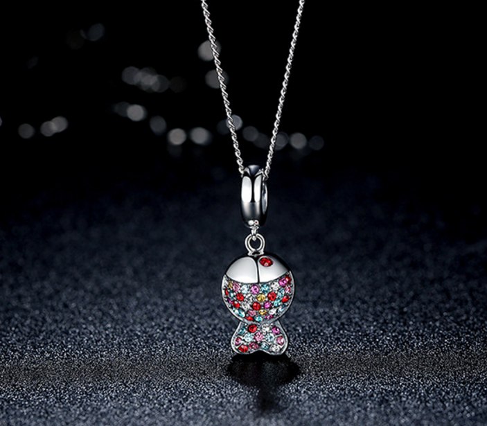 Sterling 925 silver charm color fish bead pendant fits Pandora charm and European charm bracelet Xaxe.com